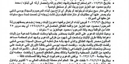 بیان
تفصيلى
من
ورثة
الفنان
الراحل
محمود
عبد
العزيز - تكنو بلس