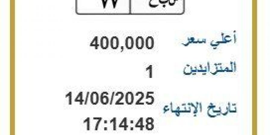 وصل
      سعرها
      400
      ألف
      جنيه..
      المرور
      تطرح
      التزايد
      على
      لوحة
      سيارة
      مميزة - تكنو بلس